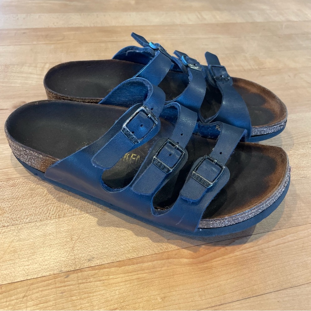 Birkenstock Florida Three Strap Sandal Woman's Size 35 Dark Blue